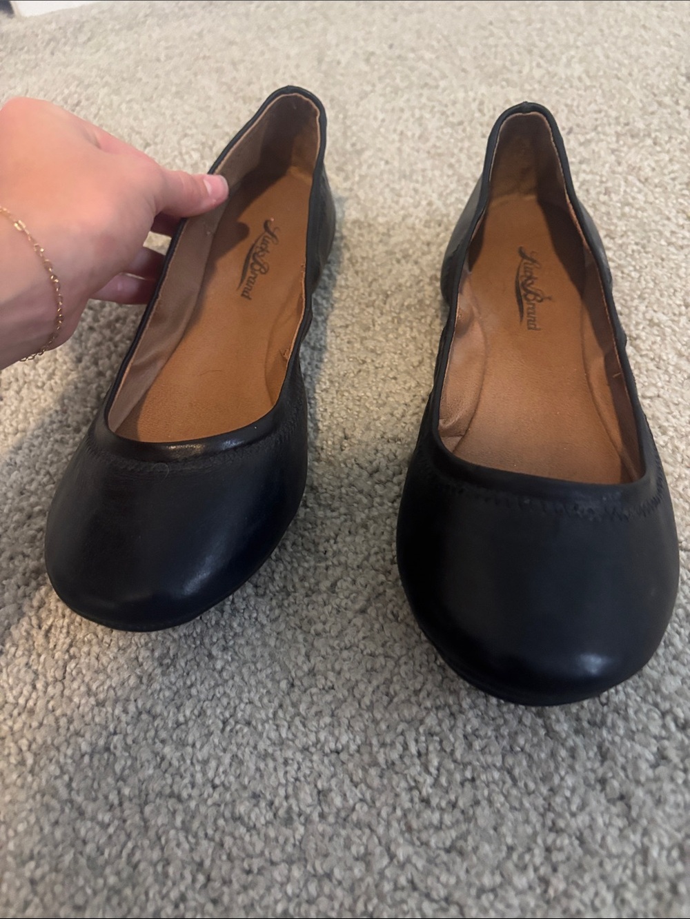 Lucky Brand Black Leather Slip-On Ballet Flats